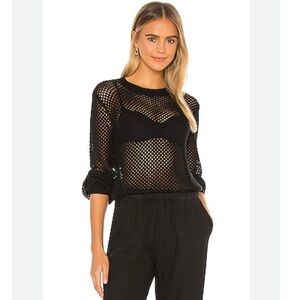 MONROW Open Knit Sweater Black Size Small